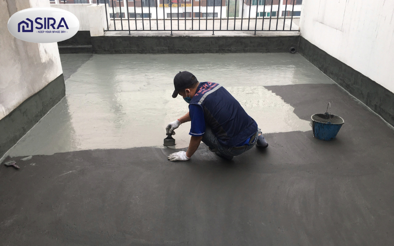 Sơn chống thấm ngoài trời nền âm trước khi lát gạch - SIRA BT